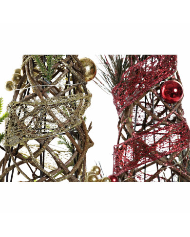 Christmas Tree DKD Home Decor Red Green Golden 16 x 16 x 41 cm Plastic (2 Units)