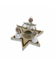 Christmas Candle Holder DKD Home Decor Crystal Wood (17 x 17 x 9 cm)