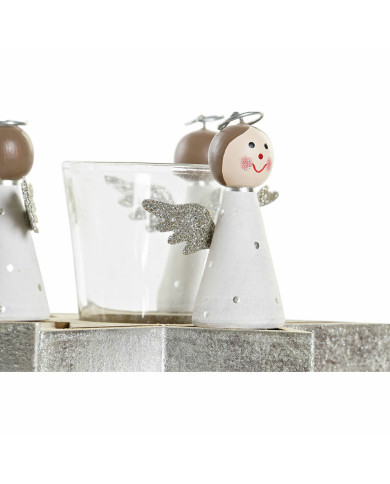 Christmas Candle Holder DKD Home Decor Crystal Wood (17 x 17 x 9 cm)