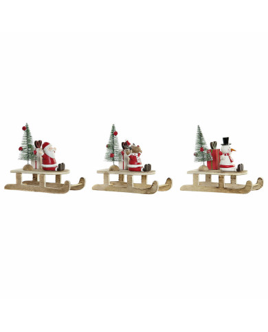 Christmas bauble DKD Home Decor Wood Father Christmas (14 x 6 x 13 cm) (3 pcs)