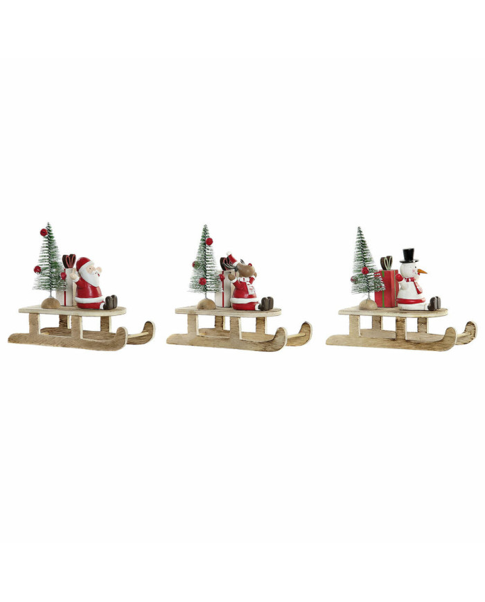 Christmas bauble DKD Home Decor Wood Father Christmas (14 x 6 x 13 cm) (3 pcs)
