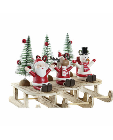 Christmas bauble DKD Home Decor Wood Father Christmas (14 x 6 x 13 cm) (3 pcs)