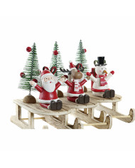 Christmas bauble DKD Home Decor Wood Father Christmas (14 x 6 x 13 cm) (3 pcs)