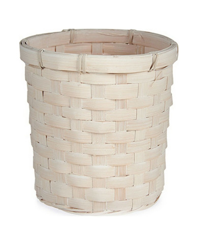 Planter Gift Decor White PVC Bamboo 17 x 15 x 17 cm Circular