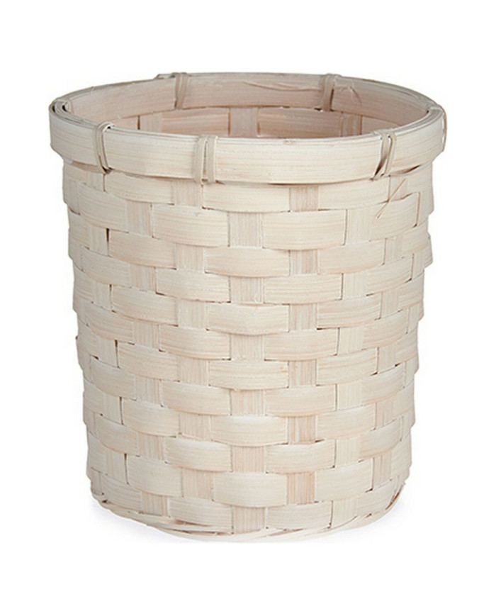 Planter Gift Decor White PVC Bamboo 17 x 15 x 17 cm Circular