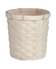 Planter Gift Decor White PVC Bamboo 17 x 15 x 17 cm Circular