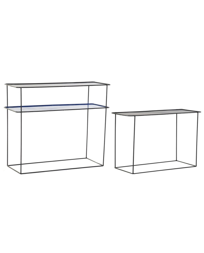 Set of furniture DKD Home Decor Blue Black 70 x 27 x 45 cm 40 x 27 x 45 cm 80 x 27 x 65 cm 80 x 27,5 x 65 cm