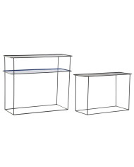 Set of furniture DKD Home Decor Blue Black 70 x 27 x 45 cm 40 x 27 x 45 cm 80 x 27 x 65 cm 80 x 27,5 x 65 cm
