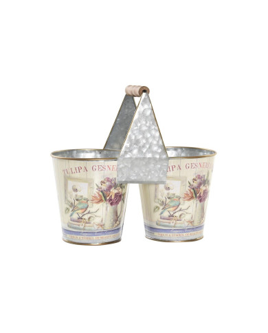Planter DKD Home Decor Pink Metal Shabby Chic 24 x 12 x 23 cm