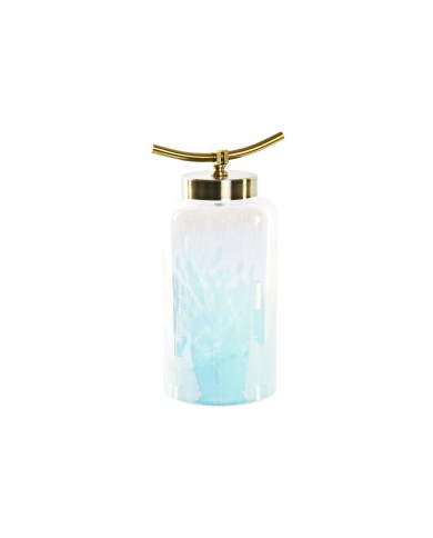 Vase DKD Home Decor Blue Golden Metal Crystal Mediterranean 19 x 15 x 33 cm