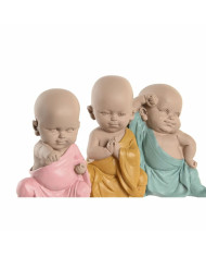 Decorative Figure DKD Home Decor Blue Pink Yellow Resin Monk (8 x 5,5 x 12,7 cm) (3 Units)