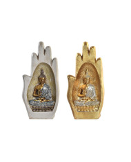 Decorative Figure DKD Home Decor Grey Golden Buddha Resin (10 x 7,2 x 20,9 cm) (2 Units)