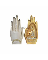 Decorative Figure DKD Home Decor Grey Golden Buddha Resin (10 x 7,2 x 20,9 cm) (2 Units)
