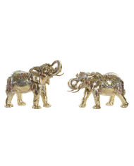 Decorative Figure DKD Home Decor Elephant Golden Resin Multicolour (45,5 x 20 x 35 cm) (2 Units)