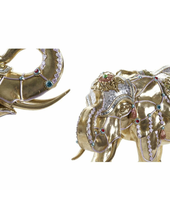 Decorative Figure DKD Home Decor Elephant Golden Resin Multicolour (45,5 x 20 x 35 cm) (2 Units)