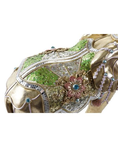 Decorative Figure DKD Home Decor Elephant Golden Resin Multicolour (45,5 x 20 x 35 cm) (2 Units)