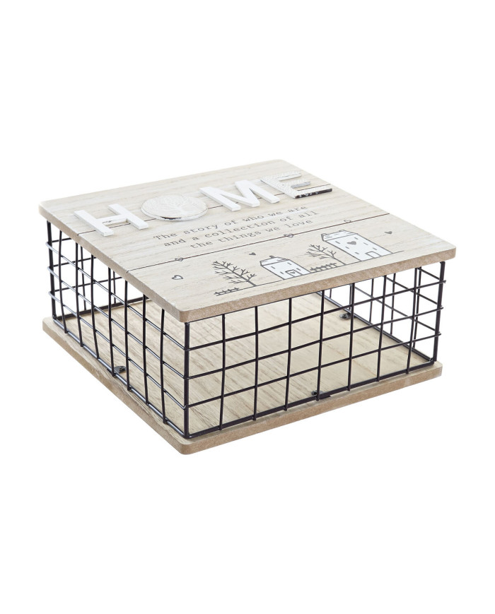 Decorative box DKD Home Decor Black Natural Metal MDF Wood