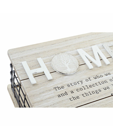 Decorative box DKD Home Decor Black Natural Metal MDF Wood