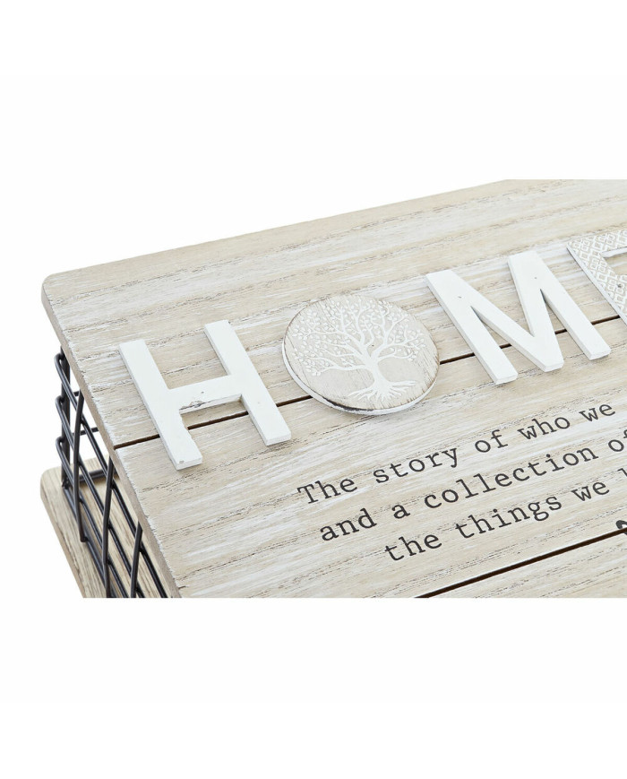 Decorative box DKD Home Decor Black Natural Metal MDF Wood