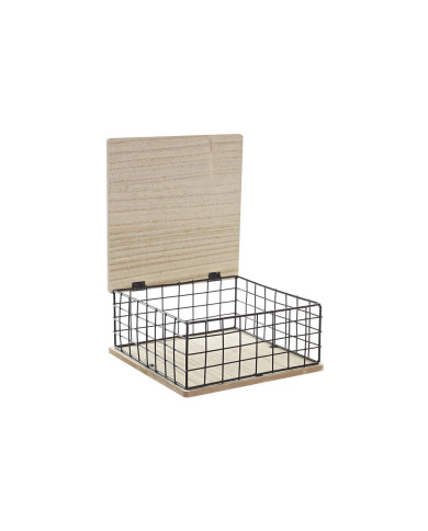 Decorative box DKD Home Decor Black Natural Metal MDF Wood