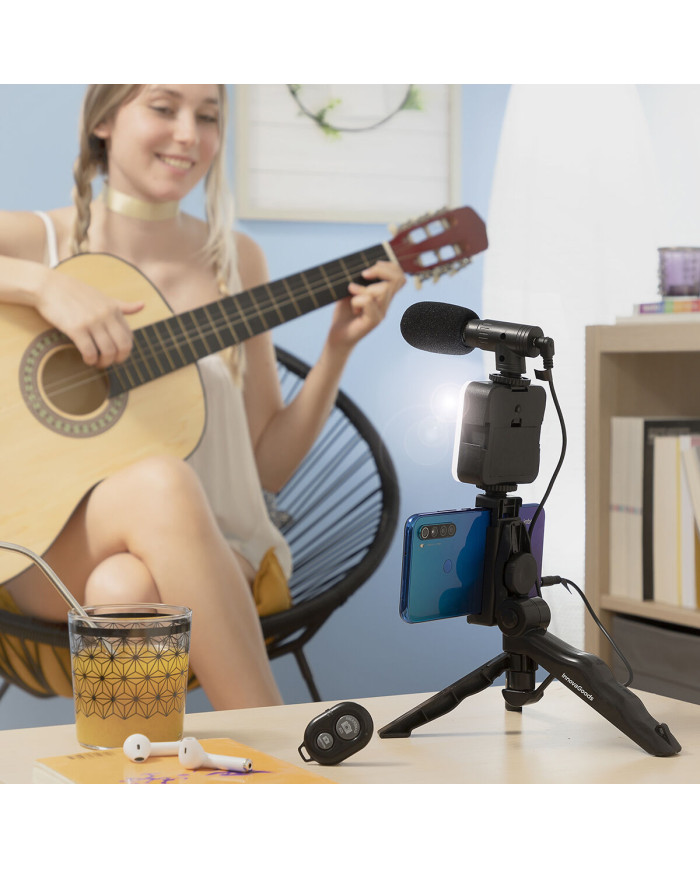 Vlogging Kit with Light, Microphone and Remote Control Plodni InnovaGoods 6 Pieces