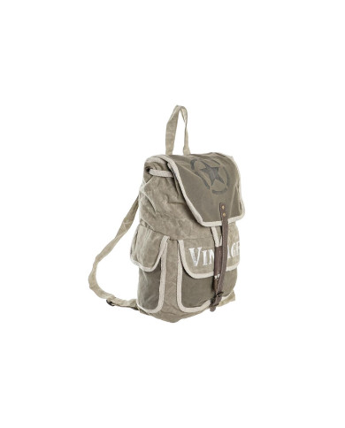 Casual Backpack DKD Home Decor Star Vintage Grey Cotton Leather (30 x 17 x 44 cm)