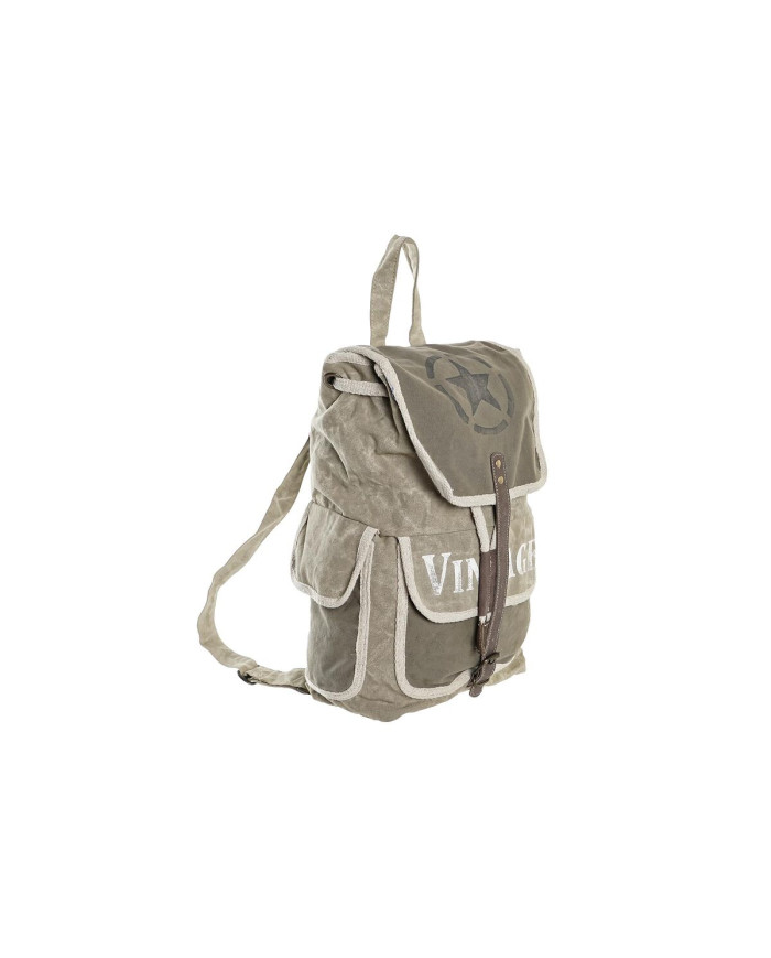 Casual Backpack DKD Home Decor Star Vintage Grey Cotton Leather (30 x 17 x 44 cm)