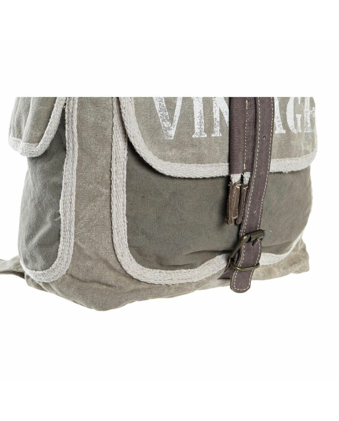 Casual Backpack DKD Home Decor Star Vintage Grey Cotton Leather (30 x 17 x 44 cm)