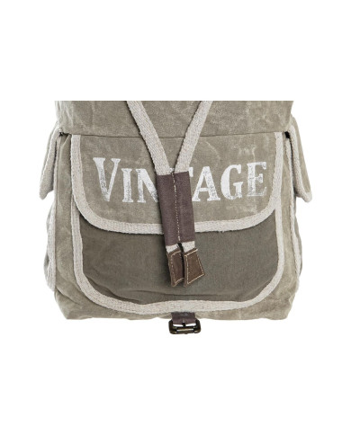 Casual Backpack DKD Home Decor Star Vintage Grey Cotton Leather (30 x 17 x 44 cm)