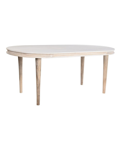 Dining Table DKD Home Decor White Golden Brass Mango wood 180 x 90 x 76 cm