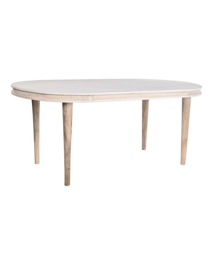 Dining Table DKD Home Decor White Golden Brass Mango wood 180 x 90 x 76 cm