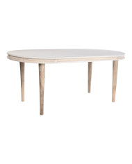 Dining Table DKD Home Decor White Golden Brass Mango wood 180 x 90 x 76 cm