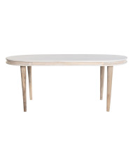 Dining Table DKD Home Decor White Golden Brass Mango wood 180 x 90 x 76 cm