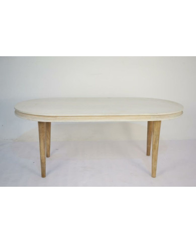 Dining Table DKD Home Decor White Golden Brass Mango wood 180 x 90 x 76 cm