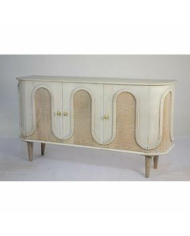Dining Table DKD Home Decor White Golden Brass Mango wood 180 x 90 x 76 cm