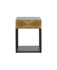 Nightstand DKD Home Decor Golden 35 x 40 x 55 cm Black Metal Wood