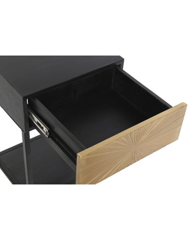 Nightstand DKD Home Decor Golden 35 x 40 x 55 cm Black Metal Wood