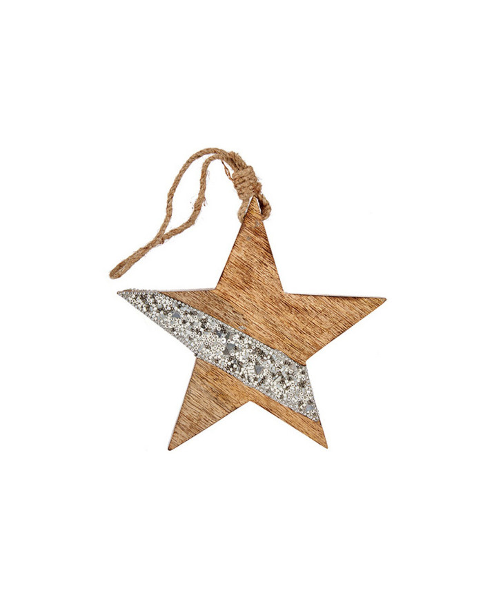 Christmas bauble Krist+ Silver Wood Star 17 x 2,5 x 34 cm