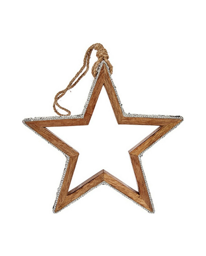 Christmas bauble Krist+ Silver Wood Glitter Star Shape 23 x 2,5 x 40 cm
