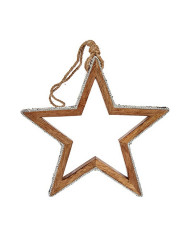 Christmas bauble Krist+ Silver Wood Glitter Star Shape 23 x 2,5 x 40 cm