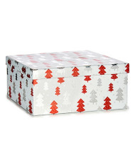 Gift Box Krist+ White Red Silver Christmas Christmas Tree 28,5 x 17 x 37,5 cm