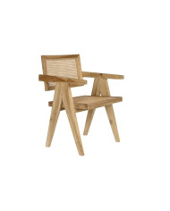Dining Chair DKD Home Decor Natural Teak Rattan (58 x 56 x 82 cm)