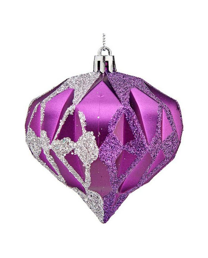 Christmas Baubles Krist+ Purple Silver Plastic Diamond Ø 8 cm 6 Units