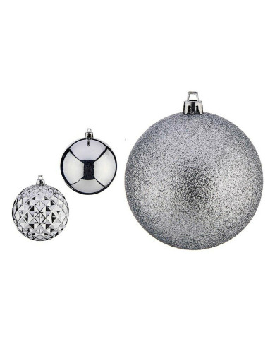 Christmas Baubles Krist+ Silver PVC Ø 8 cm 3 Units