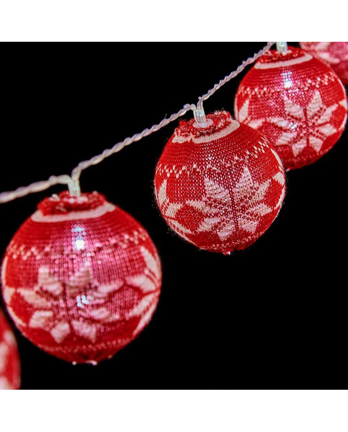Wreath of LED Balls Krist+ White Red 2 m Ø 6 cm