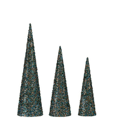 Christmas bauble Krist+ Blue Golden Sequins Christmas 16,5 x 60 x 16,5 cm Cones
