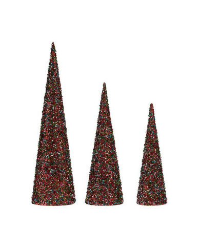 Christmas bauble Krist+ Blue Fuchsia Sequins Christmas 16,5 x 60 x 16,5 cm Cones 3 Pieces