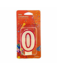 Candle Birthday Number 0 White Red (12 Units)