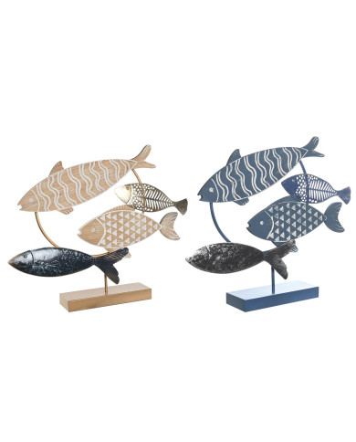 Decorative Figure DKD Home Decor 53 x 9 x 45 cm Natural Blue Golden Spirals Mediterranean (2 Units)