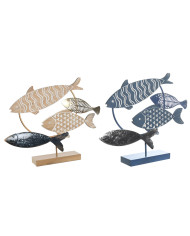 Decorative Figure DKD Home Decor 53 x 9 x 45 cm Natural Blue Golden Spirals Mediterranean (2 Units)
